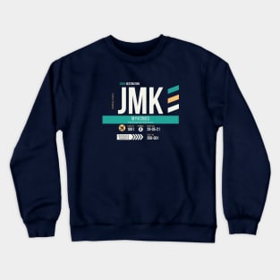 Mykonos (JMK) Airport Code Baggage Tag Crewneck Sweatshirt